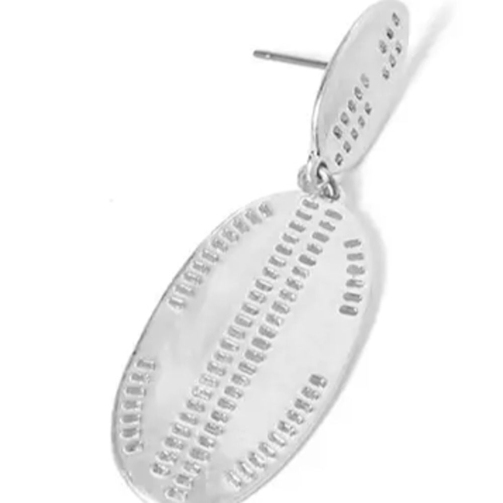 Silver Double Oval Dangle Statement Earrings - Picture 2 of 2
